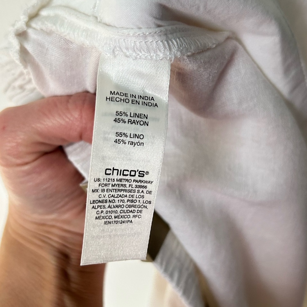 Chicos White Linen Pull On Wide Leg Trousers Pant Size 00 (US Size 2) NWT - Picture 11 of 12